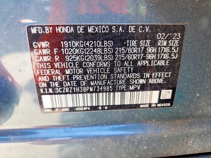 65573256 :رقم المزاد ، 3CZRZ1H38PM734985 vin ، 2023 Honda Hr-v مزاد بيع