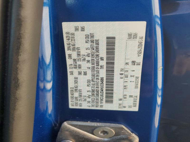 65296646 :رقم المزاد ، 1FMCU0JD4HUC64986 vin ، 2017 Ford Escape مزاد بيع
