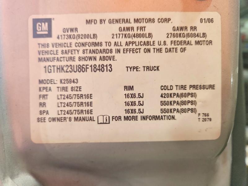Auction sale of the 2006 Gmc Sierra, vin: 1GTHK23U86F184813, lot number: 65580056