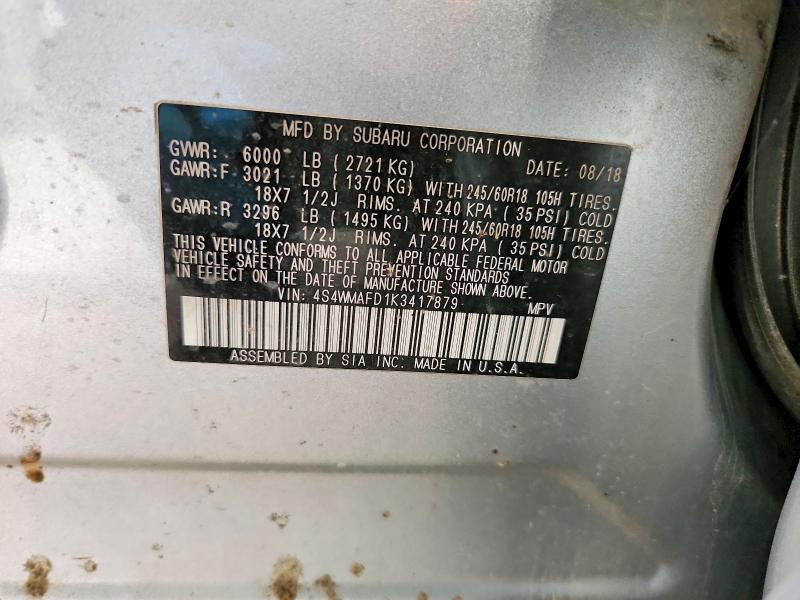 Aukcja sprzedaży 2019 Subaru Ascent, vin: 4S4WMAFD1K3417879, numer aukcji: 64279056