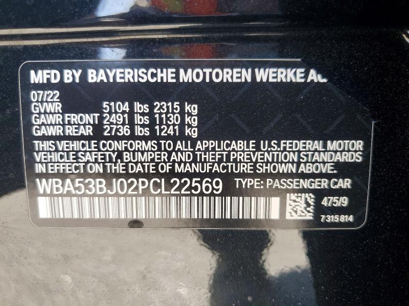 Aukcja sprzedaży 2023 Bmw 540, vin: WBA53BJ02PCL22569, numer aukcji: 65935616