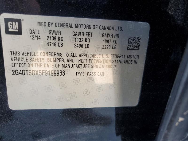 65145316 :رقم المزاد ، 2G4GT5GX5F9199983 vin ، 2015 Buick Regal مزاد بيع