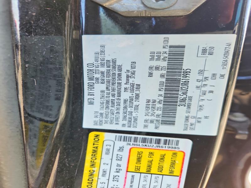 Aukcja sprzedaży 2018 Lincoln Mkz, vin: 3LN6L5KU2JR619985, numer aukcji: 63441846