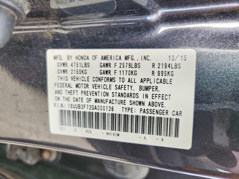 2016 Acura Tlx მანქანა იყიდება აუქციონზე, vin: 19UUB3F72GA000136, აუქციონის ნომერი: 67124426