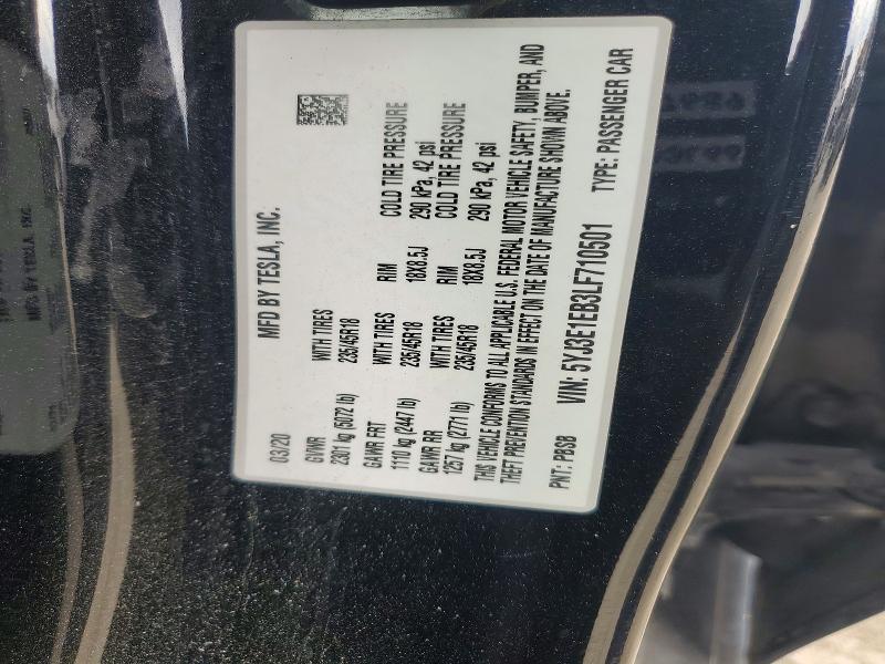 Aukcja sprzedaży 2020 Tesla Model 3, vin: 5YJ3E1EB3LF710501, numer aukcji: 64063026
