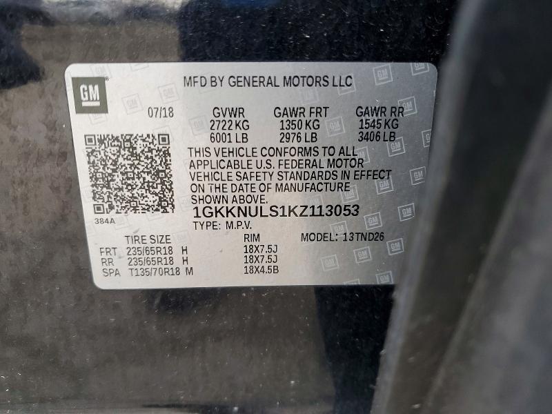 2019 Gmc Acadia მანქანა იყიდება აუქციონზე, vin: 1GKKNULS1KZ113053, აუქციონის ნომერი: 64180046