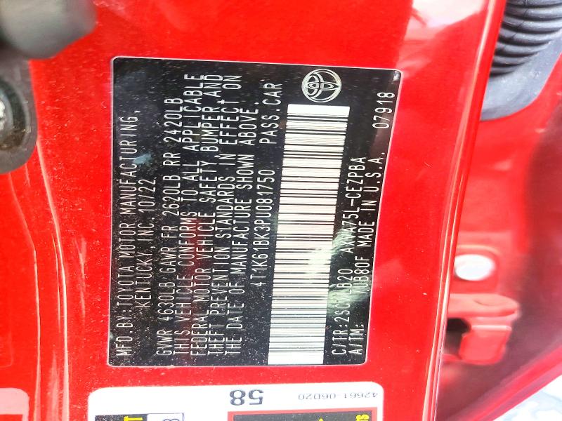 67003456 :رقم المزاد ، 4T1K61BK3PU081750 vin ، 2023 Toyota Camry مزاد بيع