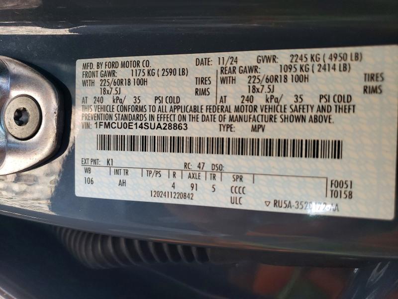 63676456 :رقم المزاد ، 1FMCU0E14SUA28863 vin ، 2025 Ford Escape مزاد بيع