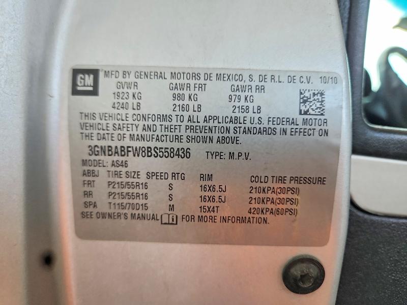 63280996 :رقم المزاد ، 3GNBABFW8BS558436 vin ، 2011 Chevrolet Hhr مزاد بيع