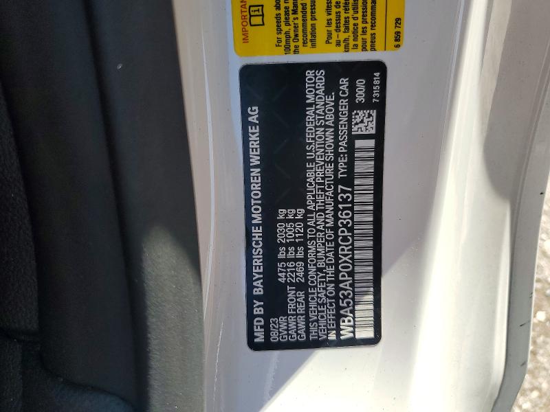 Aukcja sprzedaży 2024 Bmw 430i, vin: WBA53AP0XRCP36137, numer aukcji: 66129436