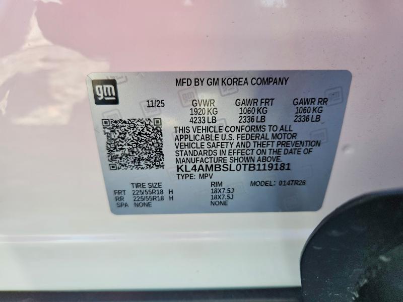 2026 Buick Encore Gx მანქანა იყიდება აუქციონზე, vin: KL4AMBSL0TB119181, აუქციონის ნომერი: 65703516