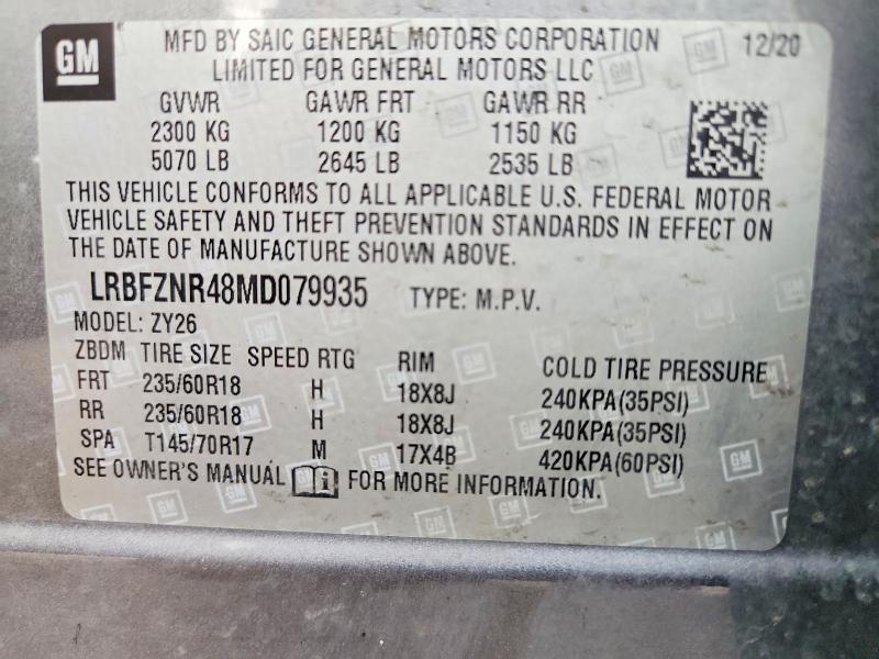 2021 Buick Envision მანქანა იყიდება აუქციონზე, vin: LRBFZNR48MD079935, აუქციონის ნომერი: 64311946