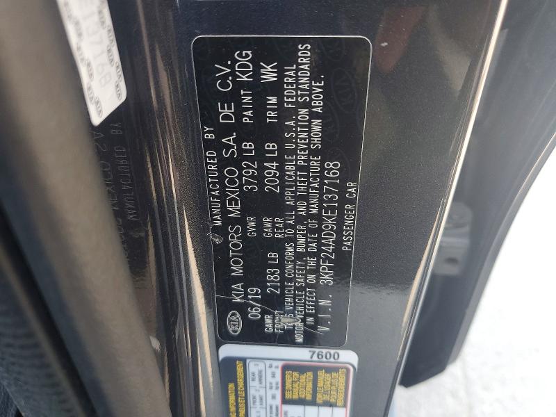 Aukcja sprzedaży 2019 Kia Forte, vin: 3KPF24AD9KE137168, numer aukcji: 63914336