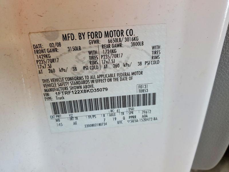 Продаж на аукціоні авто 2008 Ford F150, vin: 1FTRF122X8KD35079, номер лоту: 63557216