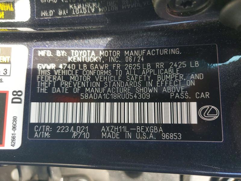 64328546 :رقم المزاد ، 58ADA1C18RU054309 vin ، 2024 Lexus Es 300h مزاد بيع