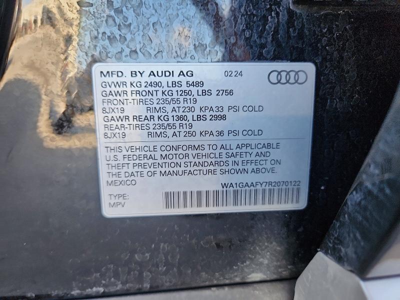 2024 Audi Q5 მანქანა იყიდება აუქციონზე, vin: WA1GAAFY7R2070122, აუქციონის ნომერი: 65109666