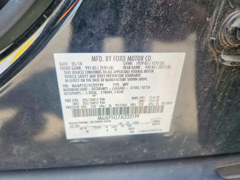 67206446 :رقم المزاد ، MAJ6P1CL7JC222199 vin ، 2018 Ford Ecosport مزاد بيع