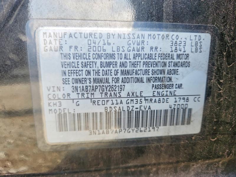 Auction sale of the 2016 Nissan Sentra, vin: 3N1AB7AP7GY262197, lot number: 63913416