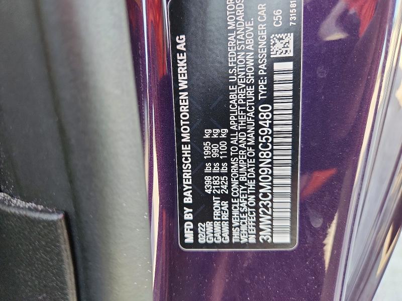 Продаж на аукціоні авто 2022 Bmw 230i, vin: 3MW23CM09N8C59480, номер лоту: 65921996