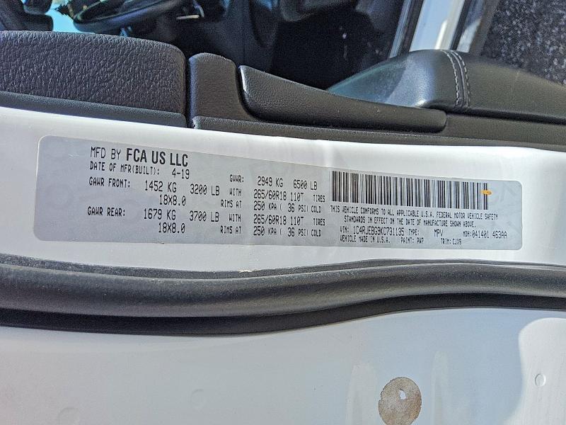 Aukcja sprzedaży 2019 Jeep Grand Cherokee, vin: 1C4RJEBG9KC731135, numer aukcji: 64515086