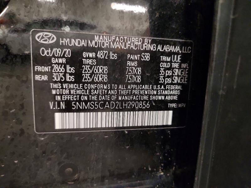 Продаж на аукціоні авто 2020 Hyundai Santa Fe, vin: 5NMS5CAD2LH290856, номер лоту: 63648006