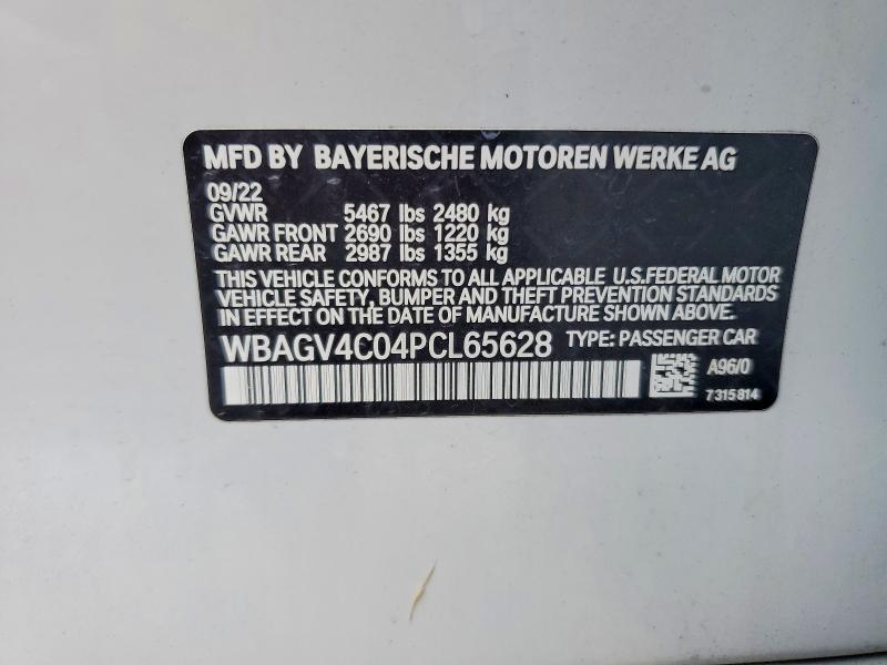 64849966 :رقم المزاد ، WBAGV4C04PCL65628 vin ، 2023 Bmw 840xi مزاد بيع