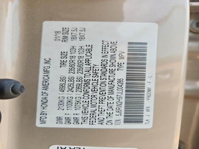 Aukcja sprzedaży 2018 Honda Cr-v, vin: 5J6RW2H97JL004285, numer aukcji: 64472696