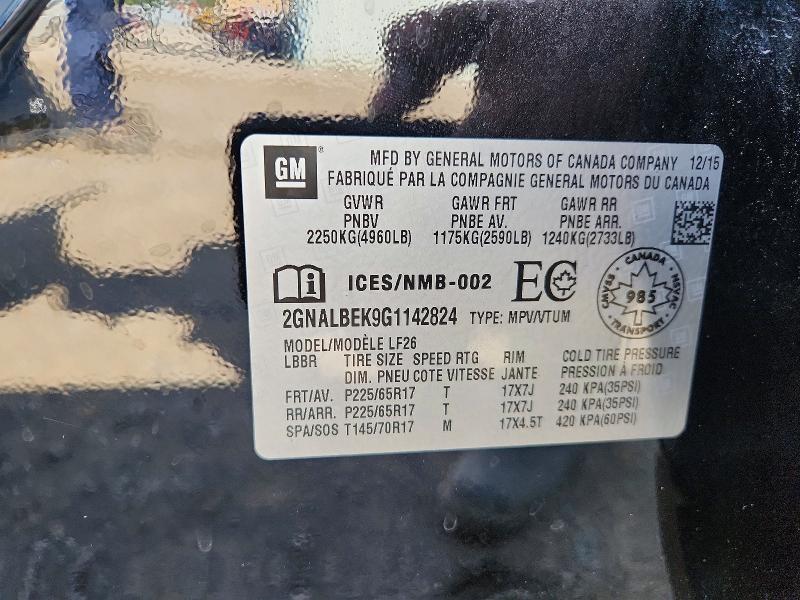 Продажа на аукционе авто 2016 Chevrolet Equinox, vin: 2GNALBEK9G1142824, номер лота: 65108426