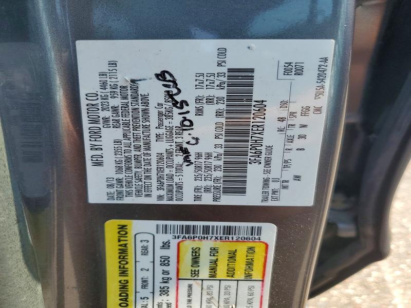 Продаж на аукціоні авто 2014 Ford Fusion, vin: 3FA6P0H7XER120604, номер лоту: 60376376