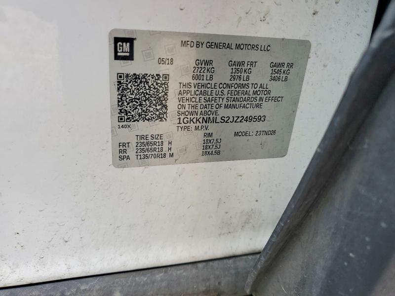 Продаж на аукціоні авто 2018 Gmc Acadia, vin: 1GKKNMLS2JZ249593, номер лоту: 65367386