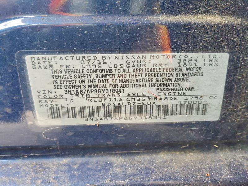 Продажа на аукционе авто 2016 Nissan Sentra, vin: 3N1AB7AP8GY318941, номер лота: 64063396