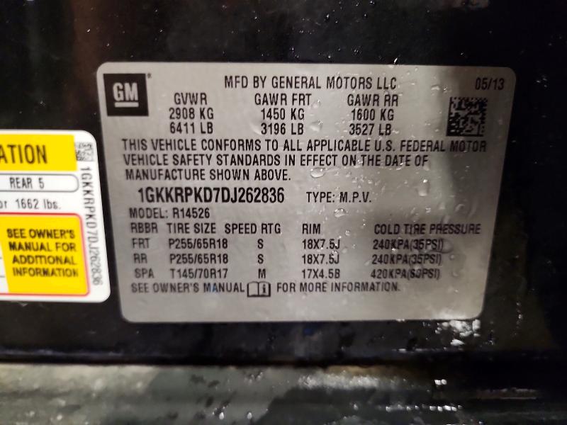 Aukcja sprzedaży 2013 Gmc Acadia, vin: 1GKKRPKD7DJ262836, numer aukcji: 64726546