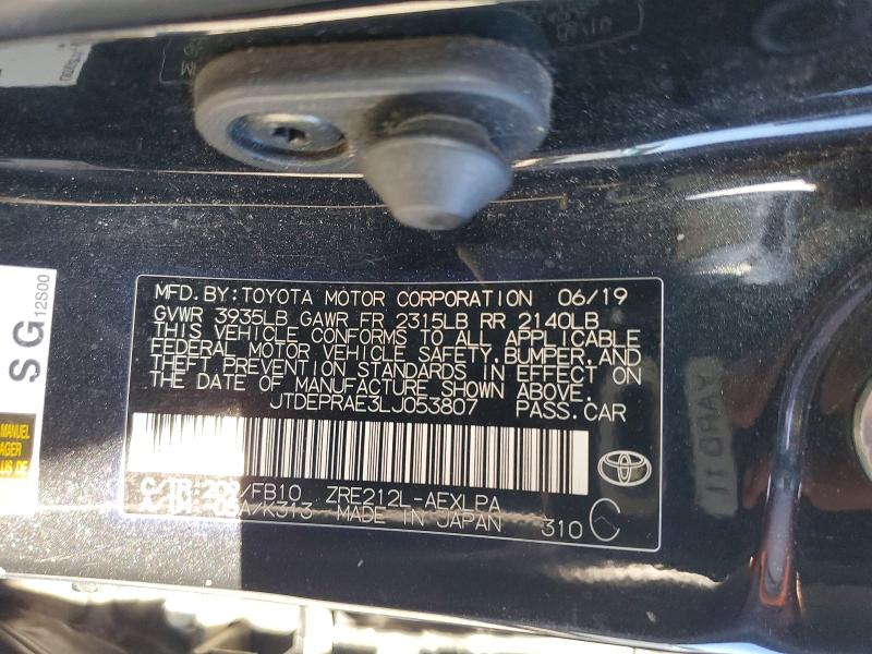 Продажа на аукционе авто 2020 Toyota Corolla, vin: JTDEPRAE3LJ053807, номер лота: 65370556