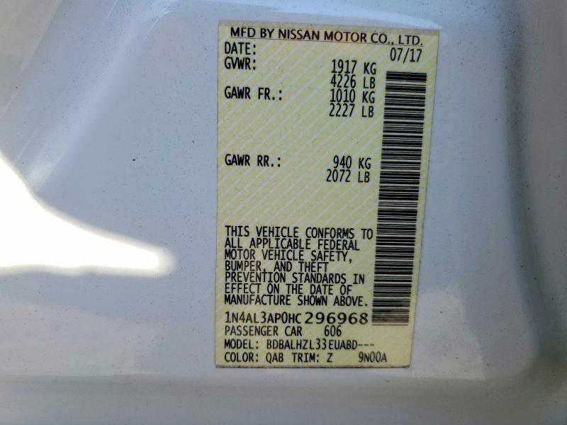 Aukcja sprzedaży 2017 Nissan Altima, vin: 1N4AL3AP0HC296968, numer aukcji: 64958966