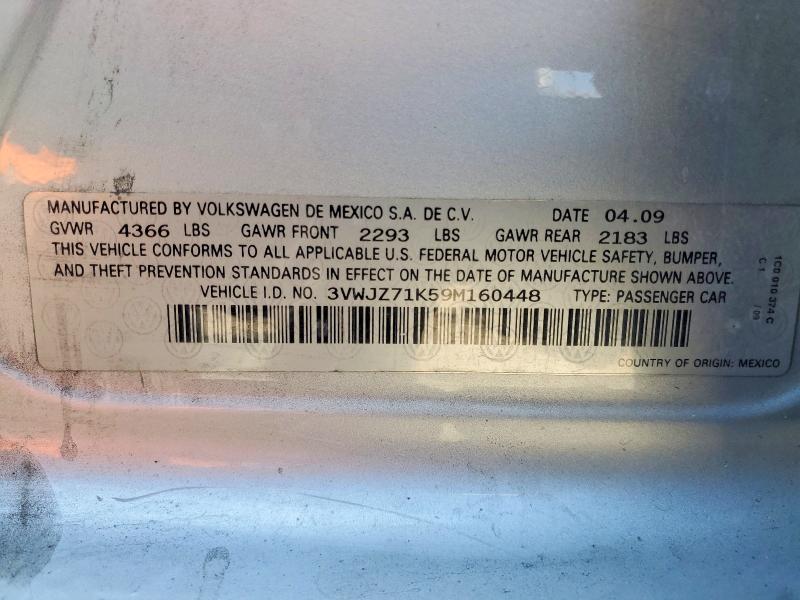 2009 Volkswagen Jetta მანქანა იყიდება აუქციონზე, vin: 3VWJZ71K59M160448, აუქციონის ნომერი: 64675616