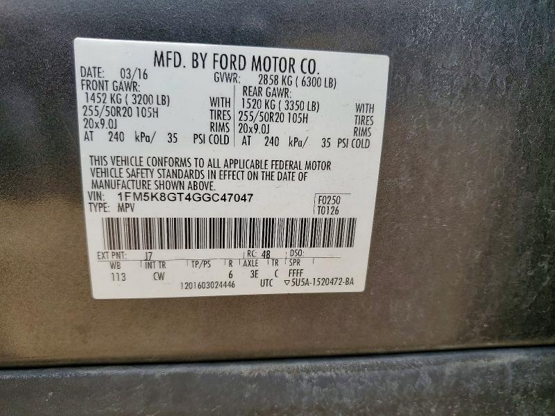 Aukcja sprzedaży 2016 Ford Explorer, vin: 1FM5K8GT4GGC47047, numer aukcji: 65313736