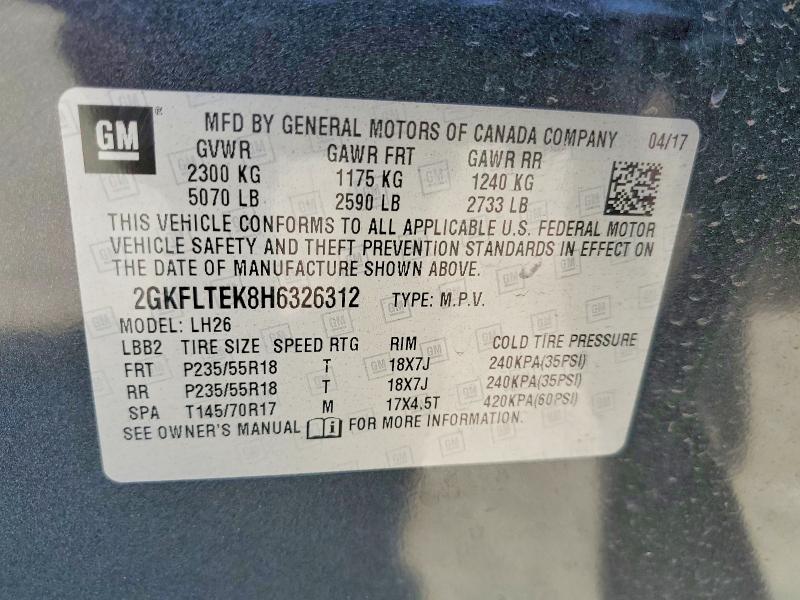 2017 Gmc Terrain მანქანა იყიდება აუქციონზე, vin: 2GKFLTEK8H6326312, აუქციონის ნომერი: 63546426