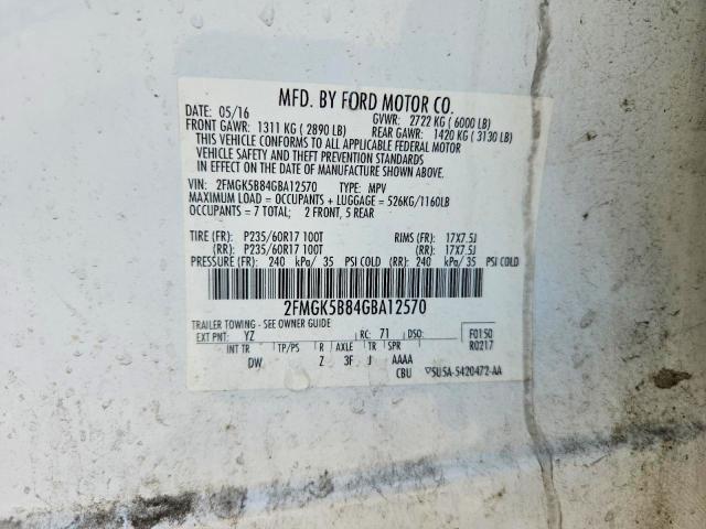 2016 Ford Flex მანქანა იყიდება აუქციონზე, vin: 2FMGK5B84GBA12570, აუქციონის ნომერი: 61905436