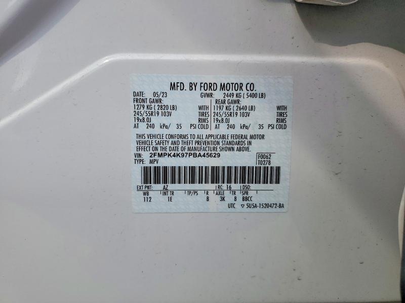 2023 Ford Edge მანქანა იყიდება აუქციონზე, vin: 2FMPK4K97PBA45629, აუქციონის ნომერი: 64370606
