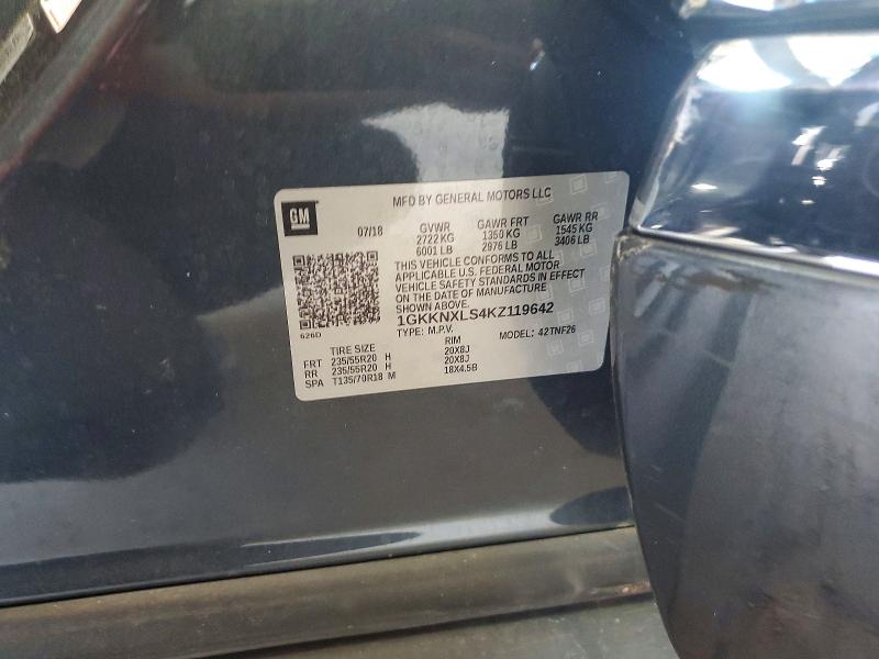 2019 Gmc Acadia მანქანა იყიდება აუქციონზე, vin: 1GKKNXLS4KZ119642, აუქციონის ნომერი: 65025076
