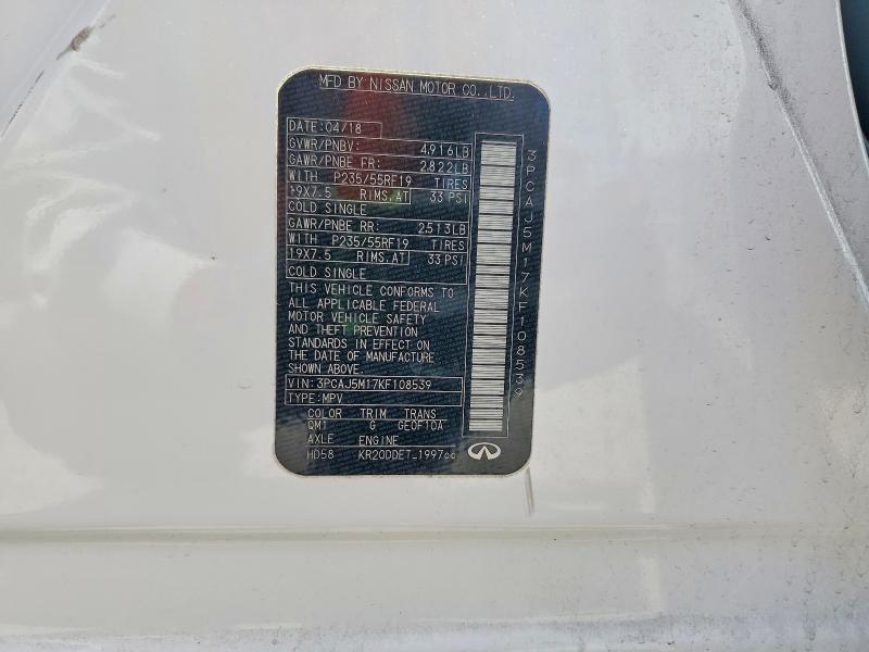 2019 Infiniti Qx50 მანქანა იყიდება აუქციონზე, vin: 3PCAJ5M17KF108539, აუქციონის ნომერი: 65758136