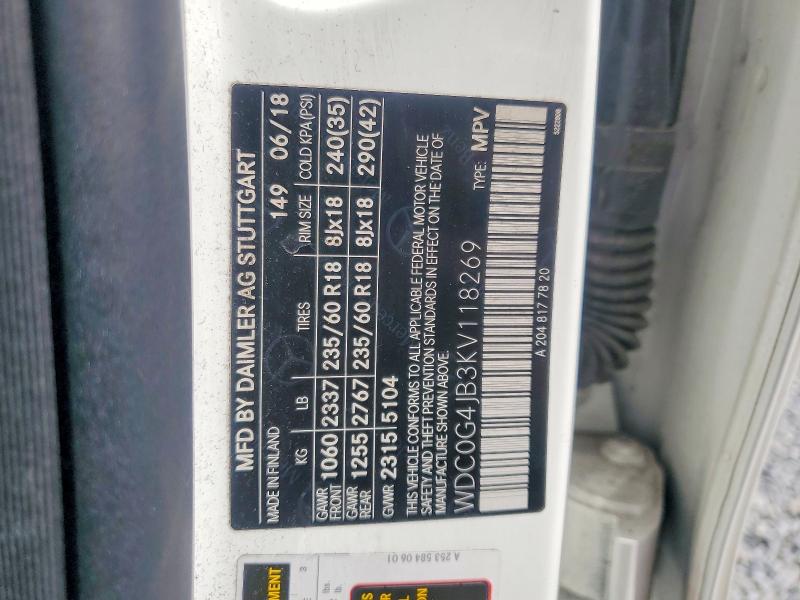 Aukcja sprzedaży 2019 Mercedes-benz Glc, vin: WDC0G4JB3KV118269, numer aukcji: 64033686