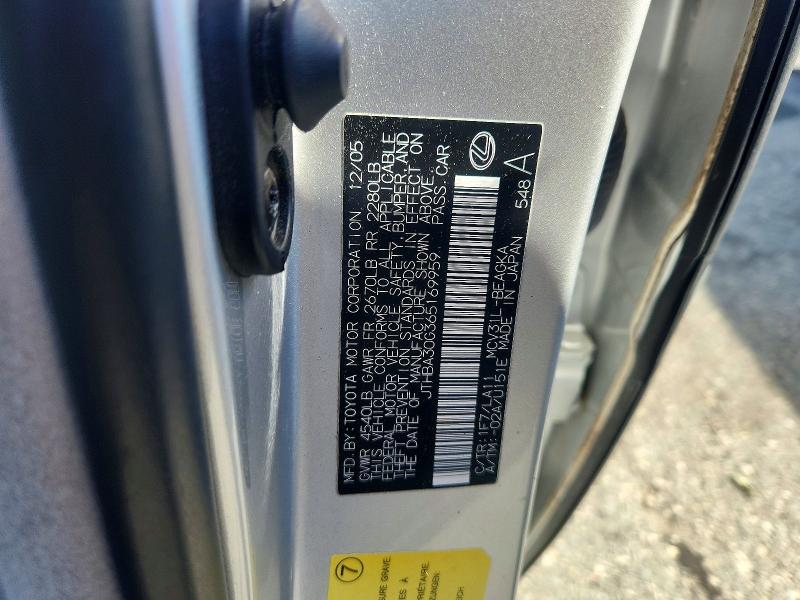Aukcja sprzedaży 2006 Lexus Es, vin: JTHBA30G365169959, numer aukcji: 62505936