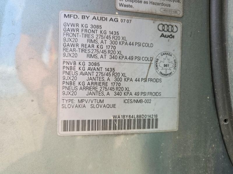 Продаж на аукціоні авто 2008 Audi Q7, vin: WA1BY64L88D014218, номер лоту: 66227816
