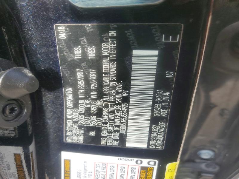 2018 Toyota 4runner მანქანა იყიდება აუქციონზე, vin: JTEBU5JR5J5574925, აუქციონის ნომერი: 63856346