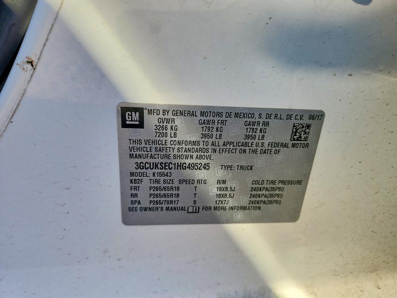 2017 Chevrolet Silverado მანქანა იყიდება აუქციონზე, vin: 3GCUKSEC1HG495245, აუქციონის ნომერი: 66597376