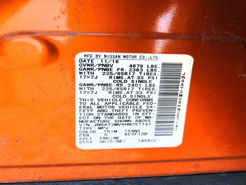 Aukcja sprzedaży 2017 Nissan Rogue, vin: JN8AT2MV6HW257142, numer aukcji: 65844566