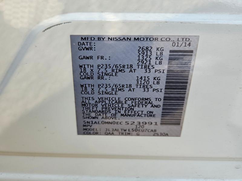 Aukcja sprzedaży 2014 Infiniti Qx60, vin: 5N1AL0MN0EC523991, numer aukcji: 66086386