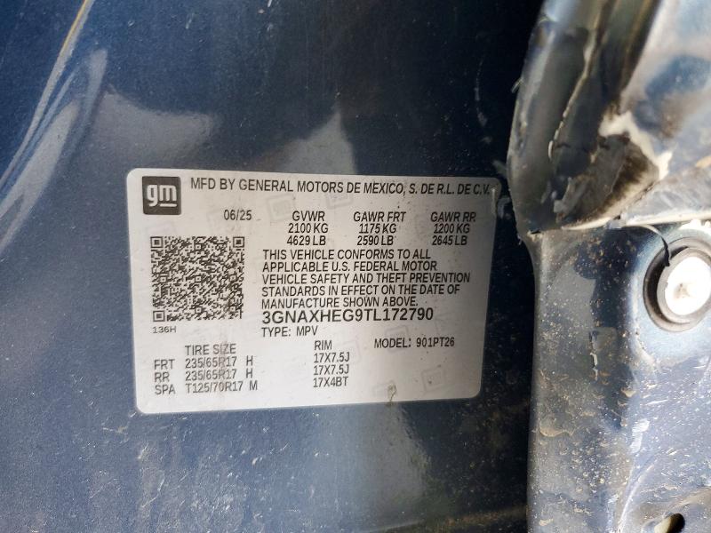 Aukcja sprzedaży 2026 Chevrolet Equinox, vin: 3GNAXHEG9TL172790, numer aukcji: 66510476