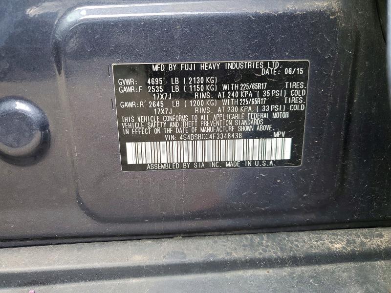 Aukcja sprzedaży 2015 Subaru Outback, vin: 4S4BSBCC4F3348438, numer aukcji: 65683486